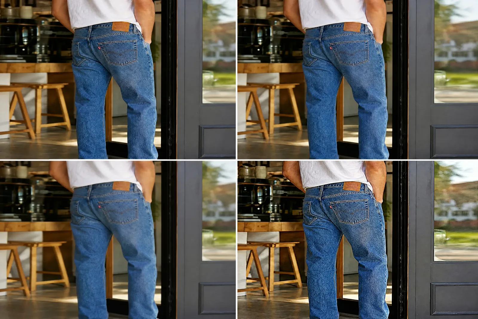 One Levi's jeans master compared with enlarged softness, compression loss and oversharpened edge halos.